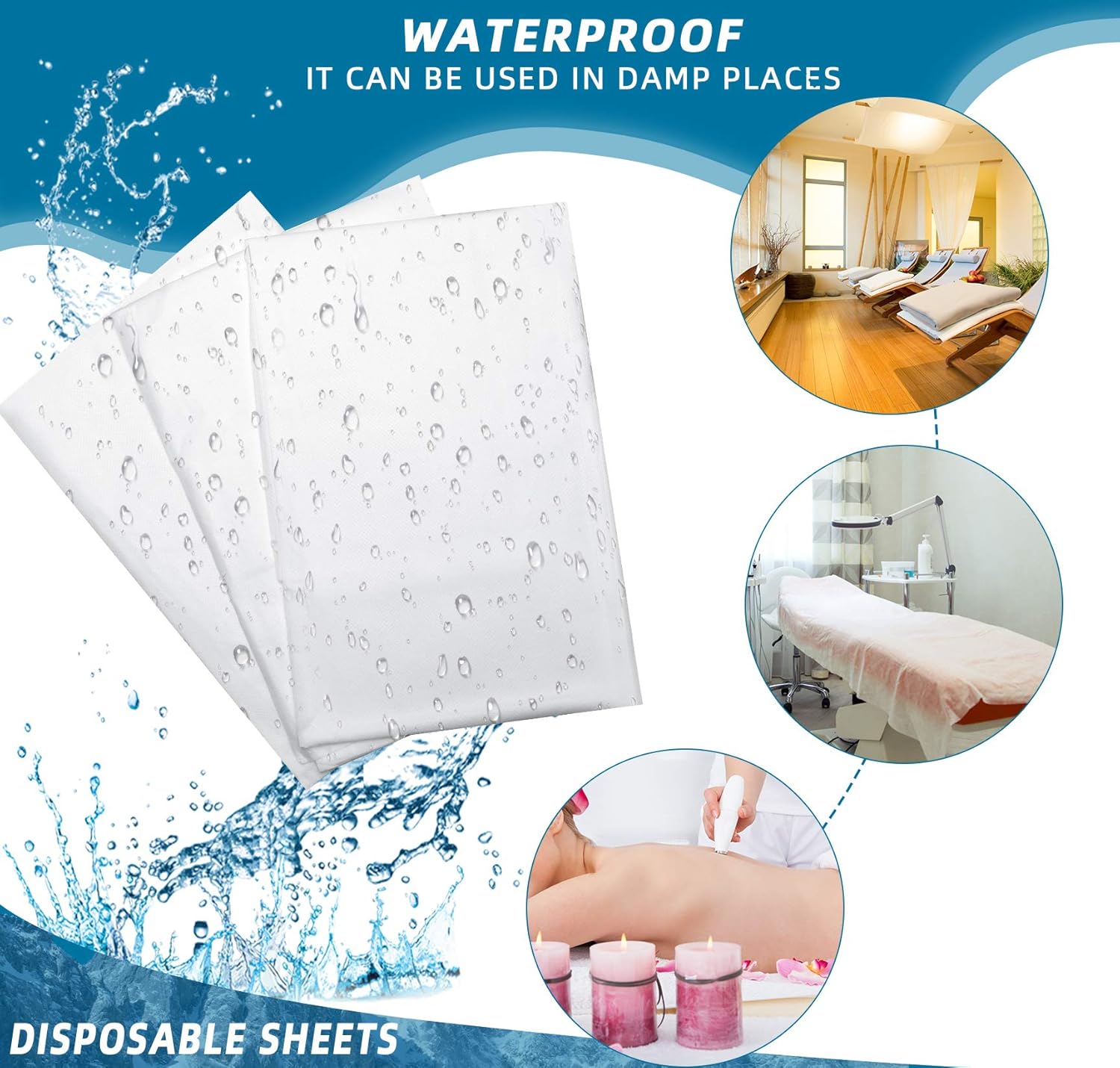 50 Pieces 31 x 70 Inches Disposable Bed Sheets Waterproof Bed Cover Massage Table Sheet Non-woven Fabric for Spa, Beauty Salon, Hotels (White) : Beauty & Personal Care