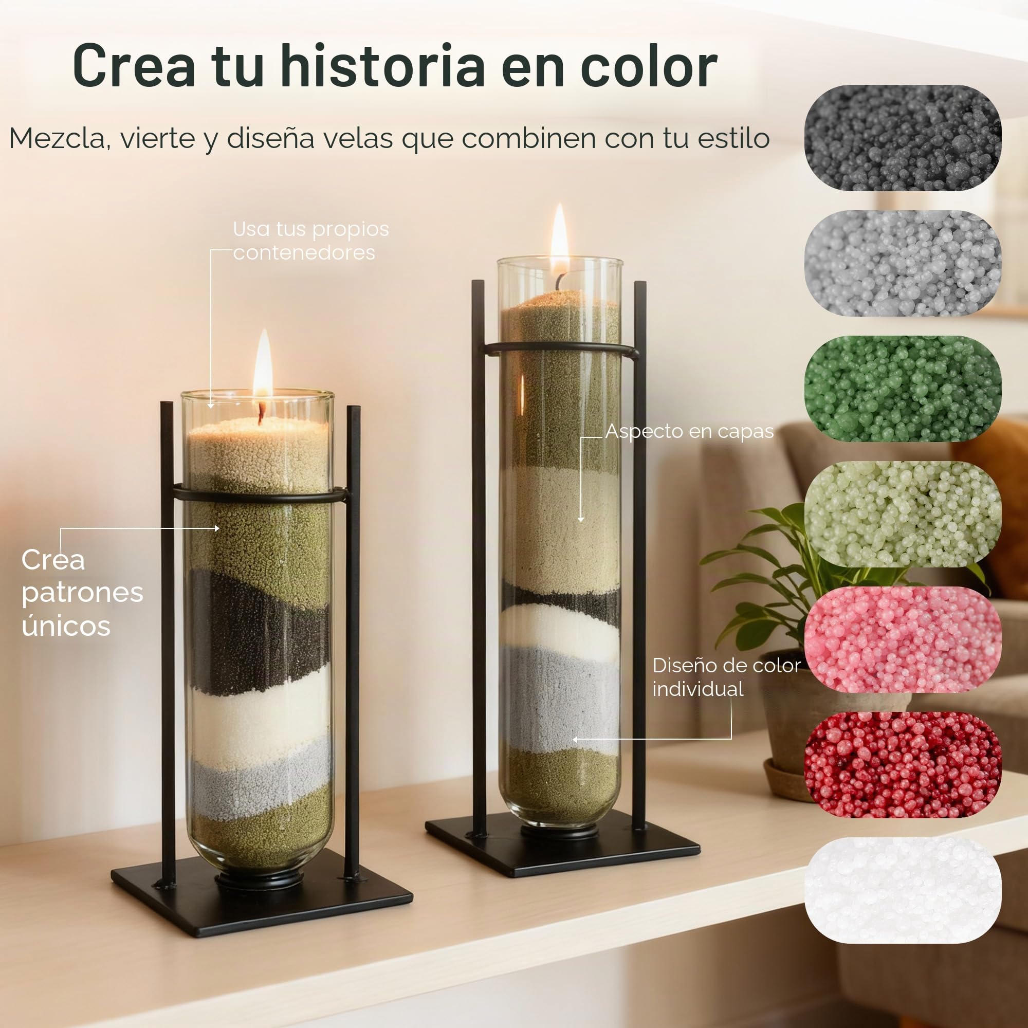 comforder Juego de velas con aroma y mecha, granulado de cera aromática, 400 g, granulado de cera + 4 mechas (negro, almizcle)