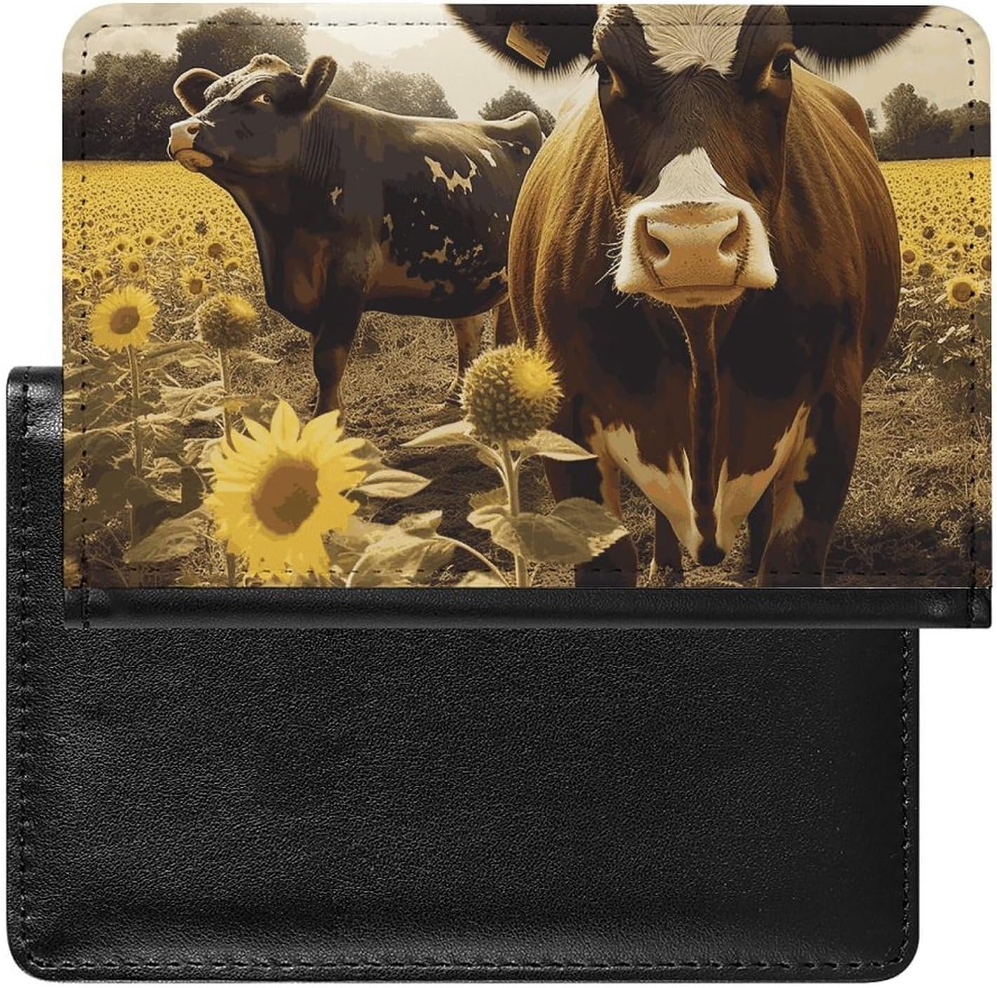 Cute Passport Holder for Travel,Personalized Multi-Functional Passport Cover with Card Slots,Slim 3D Animal Brown Cow Printed Passport Wallet for Women Men