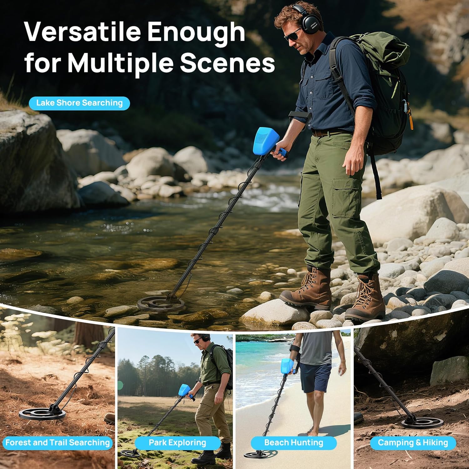 Metal Detector for Adults & Kids, Consciot Metal Detector Kit Waterproof IP68, Outdoor Gold Detector with 8'' Search Coil, LCD Display, Metal & Disc Mode, Beach & Backyard Use, Gift for Boys & Girls