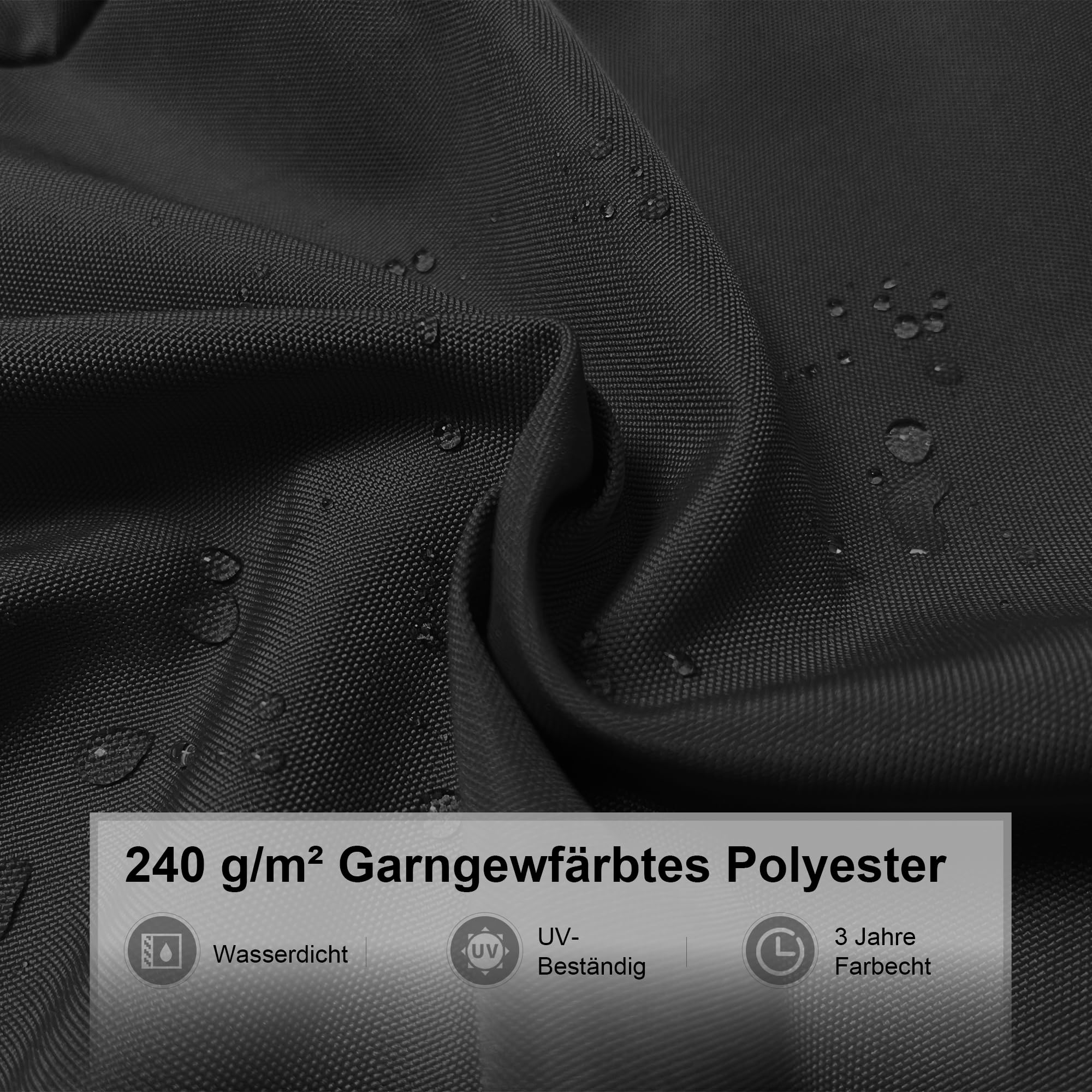 PURPLE LEAF Ampelschirm Rund 330 cm mit Ständer, Bespannung Polyester, Grau | 6-fach Verstellbar, Sanfte 360°-Drehung, Schirmständer, Doppeldach-Belüftung, Stabiler Rostfreier Alurahmen, Ampelschirm