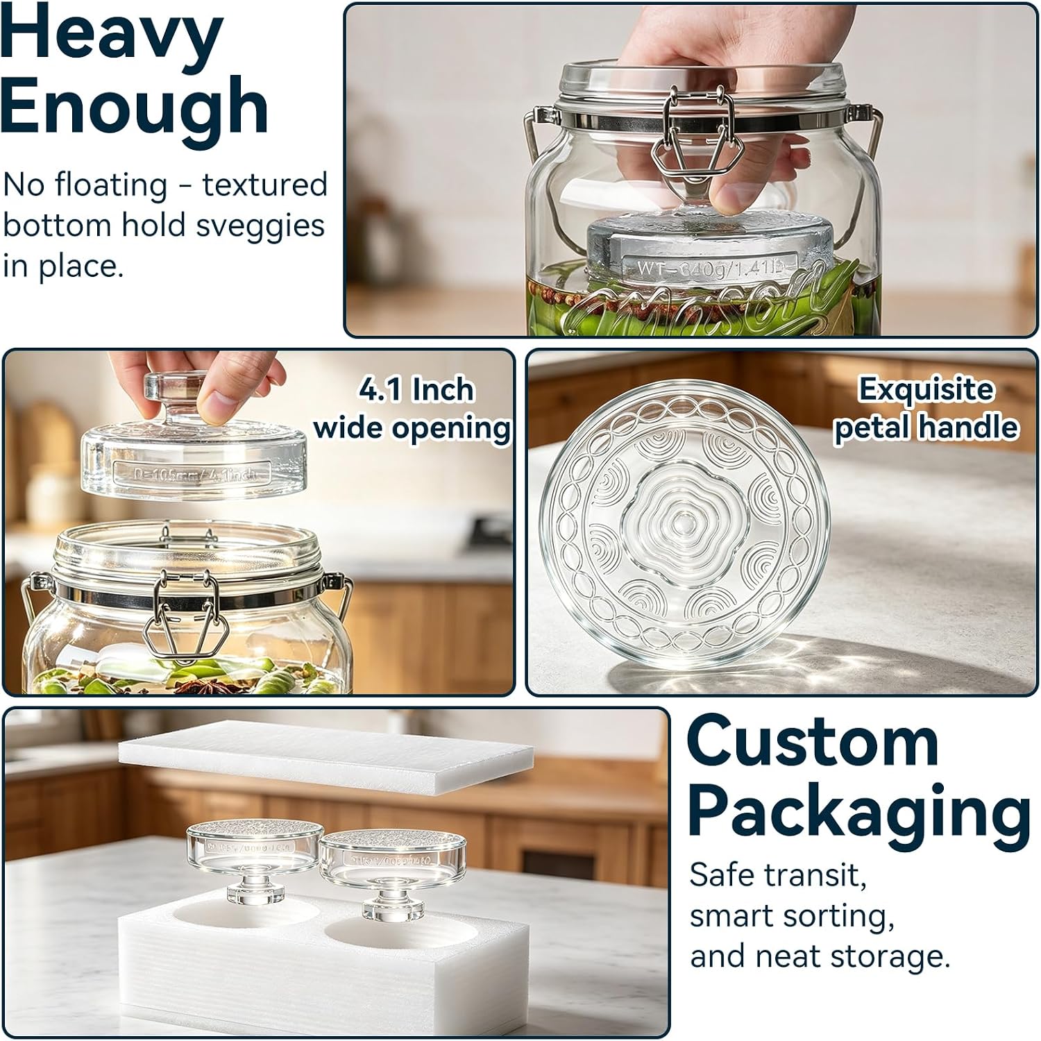 2 Pack Glass Fermentation Weights with Easy Grip Handle, 1.41 Lb