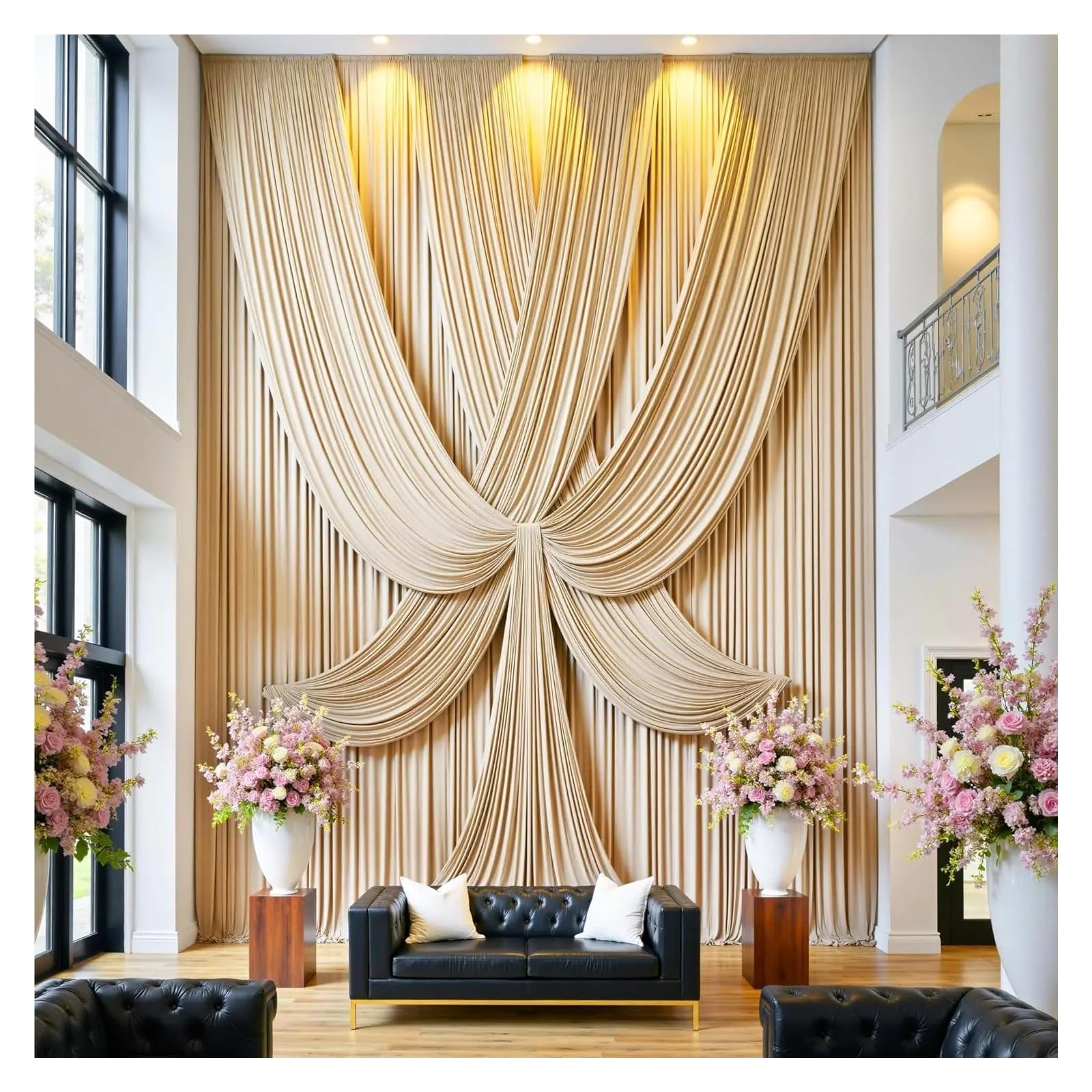 DeckenvorhäNge FüR Hochzeitsfeiern Faltenfreie Deckenvorhänge for Hochzeitsfeiern, Polyester-Drapierstoff-Vorhänge for Zeltüberdachung, Hotel-Bankettsaal-Deckendekoration(Sky blue,1 panel 75X1000cm)