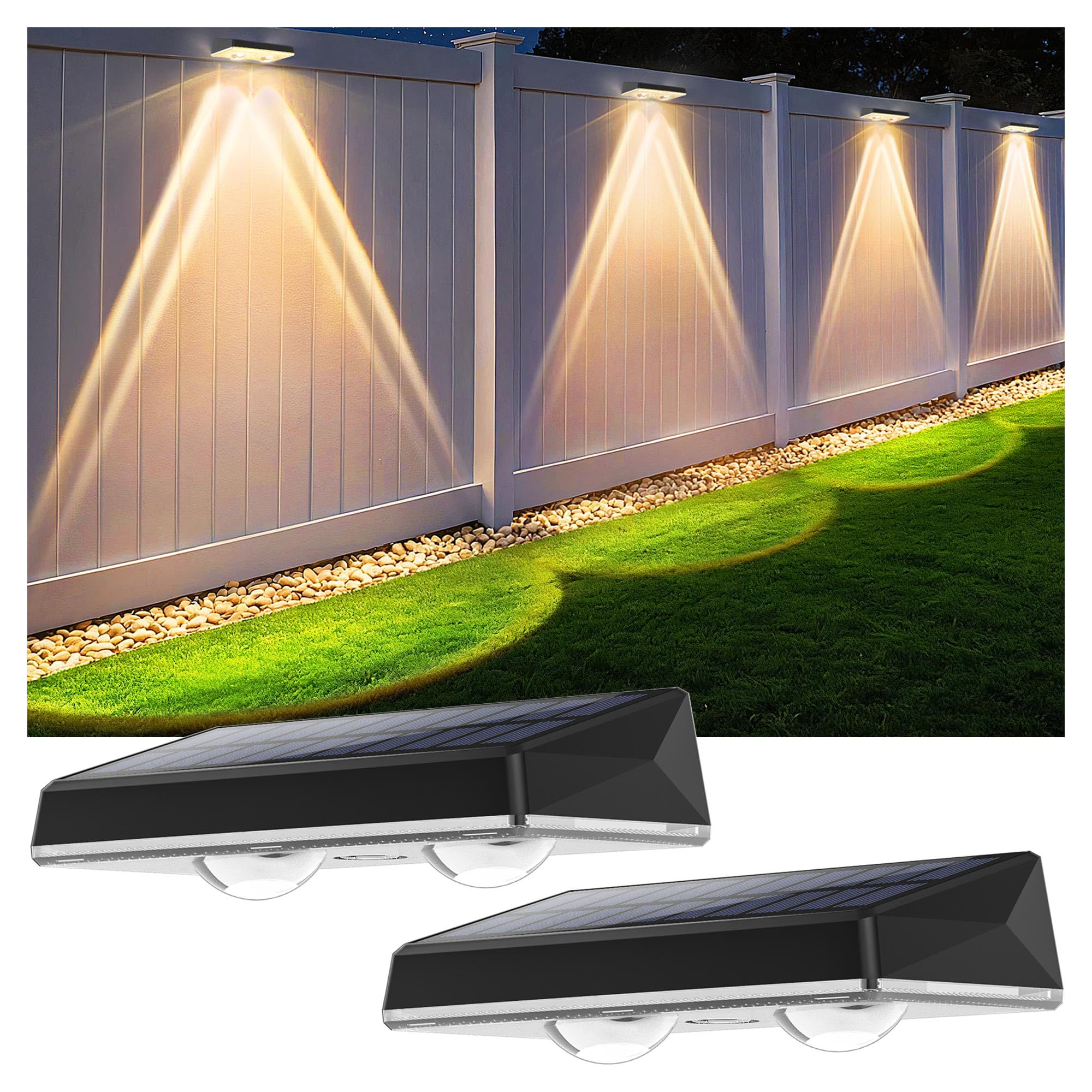 Delaiglow Solar Lights Outdoor Garden Fence, IP67 Waterproof Fence Solar Lights with 3 Colour Modes