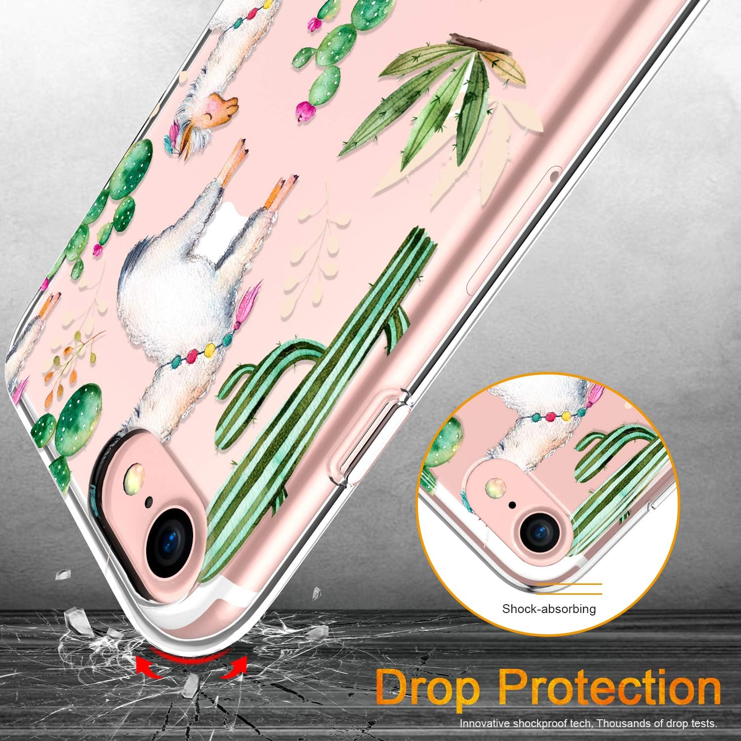 LUMARKE iPhone SE2 Case 2020,iPhone 7 Case,iPhone 8 Clear Case with Design for Girls Women,Soft Rubber Silicone Cover Protective Phone Case for iPhone 7/iPhone 8/New iPhone SE2