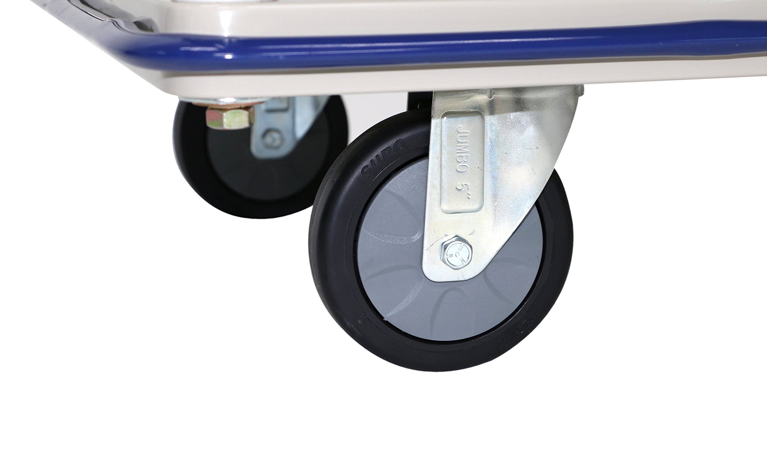 GW-213 Chariot de stockage grillagé à plateforme, en acier inoxydable plaqué zinc, avec charge maximale de 370 kg, 96 x 61 x 100 cm (largeur x profondeur x hauteur), Bleu