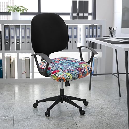 Miniatura 9 de smiry Fundas de asiento impresas para silla de computadora suaves elásticas lavables universales giratorias protectores de cojín de asiento para
