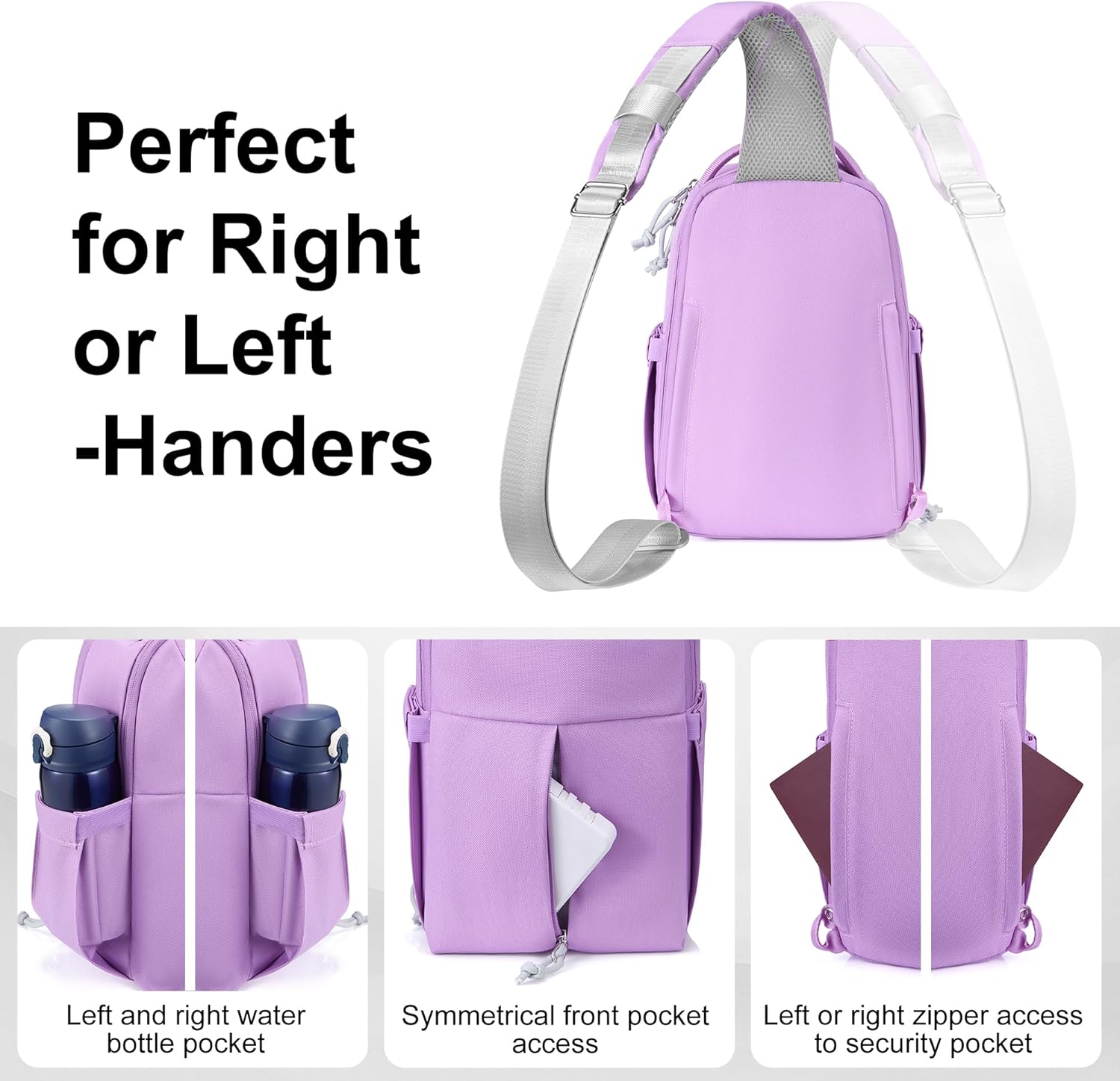 Expandable Tablet Sling Bag – Purple – Sleek Crossbody for EDC, Travel & Light Hiking, Lightweight Water-Resistant, Organized Storage with Anti-Theft Pocket, Fits Tablets up to 11”