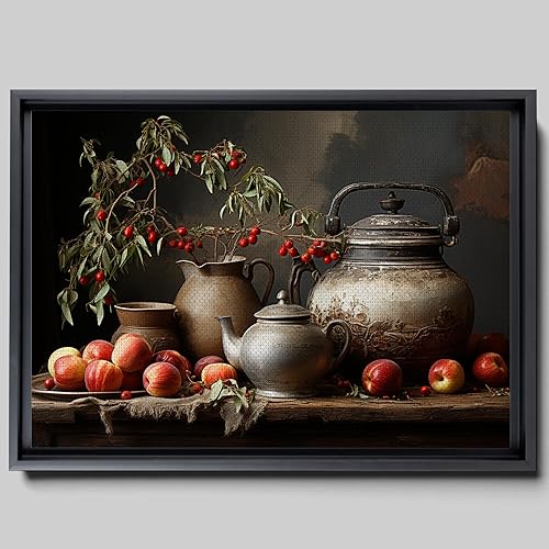 Apples And A Terracotta Kettle, Country Kitchen Print, Apple Still Life, Vintage Apple Print, Apple Still Life Print, Country Kitchen Art, Canvas,