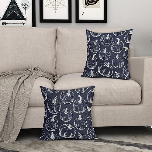 Miniatura 10 de Juego de 2 fundas de almohada lumbar de otoño de 12 x 20 pulgadas, diseño de calabaza naranja quemada con estampado de cosecha de Acción de Gracias,