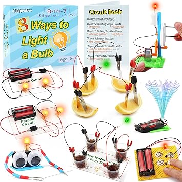 STEM Electric Circuit Kit for Kids Ages 8-12, Electrical Circuits Science Project Light Bulb Experiment, Educational STEAM Kits Electricity Toys Boys Girls Electronic Activities 6 7 8 9 10 12 Year Old