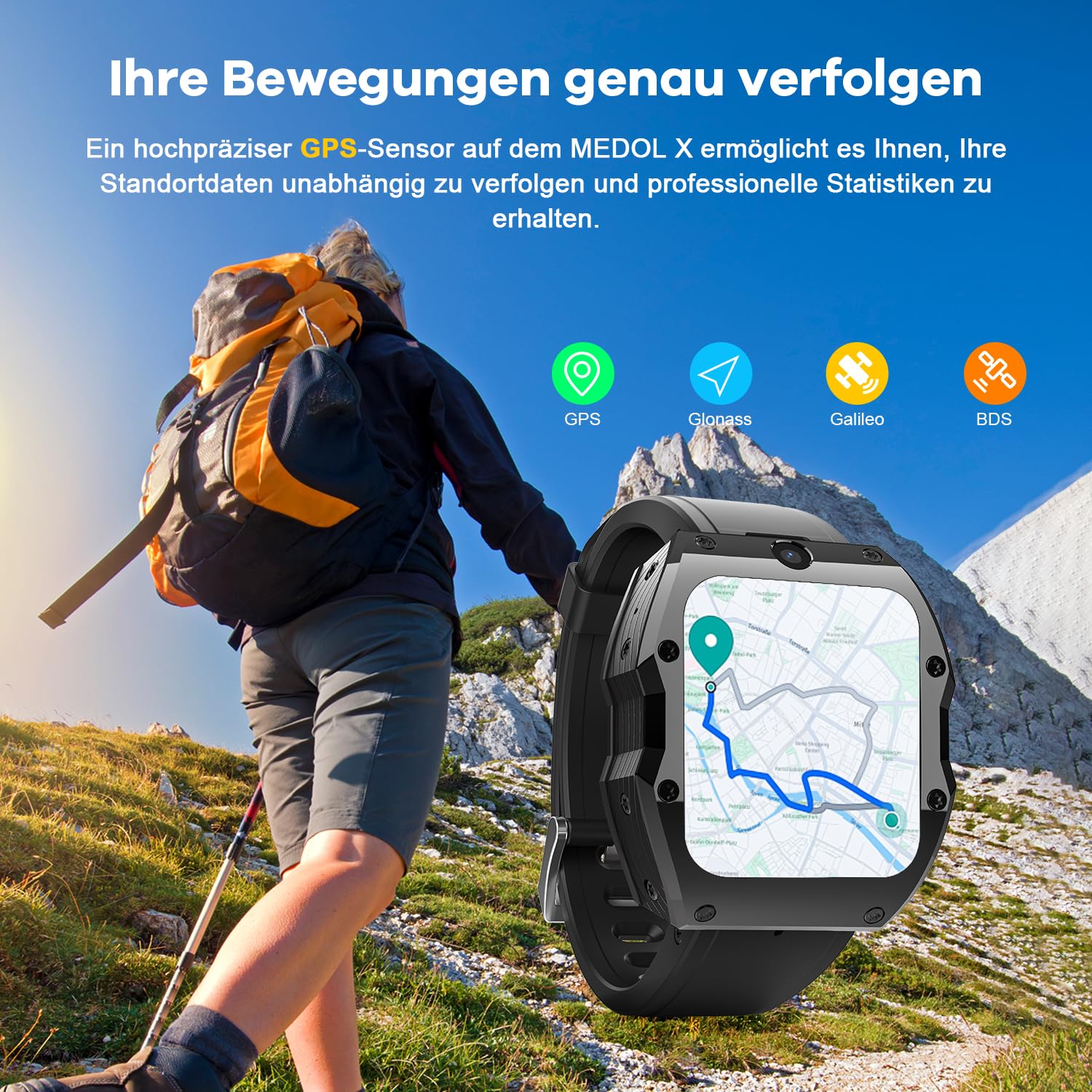 Rogbid 4G LTE Smartwatches, telefon dla mężczyzn, rozmowy i SMS-y, podwójny aparat 13 MP + 8 MP, wszystkie ceramiczne smartwatchy z gniazdem na kartę SIM, GPS, tętno, tlenek (czarny ceramiczny 128 GB)