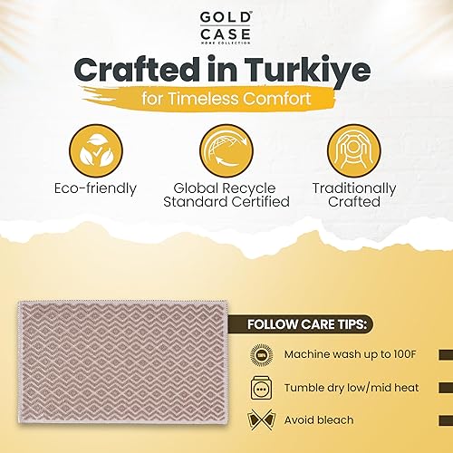 Miniatura 82 de Gold CASE - Juego de 4 toallas de mano turcas para baño, toallas de baño 100% algodón, toalla pequeña de cocina Helen para spa, cara, té y paño