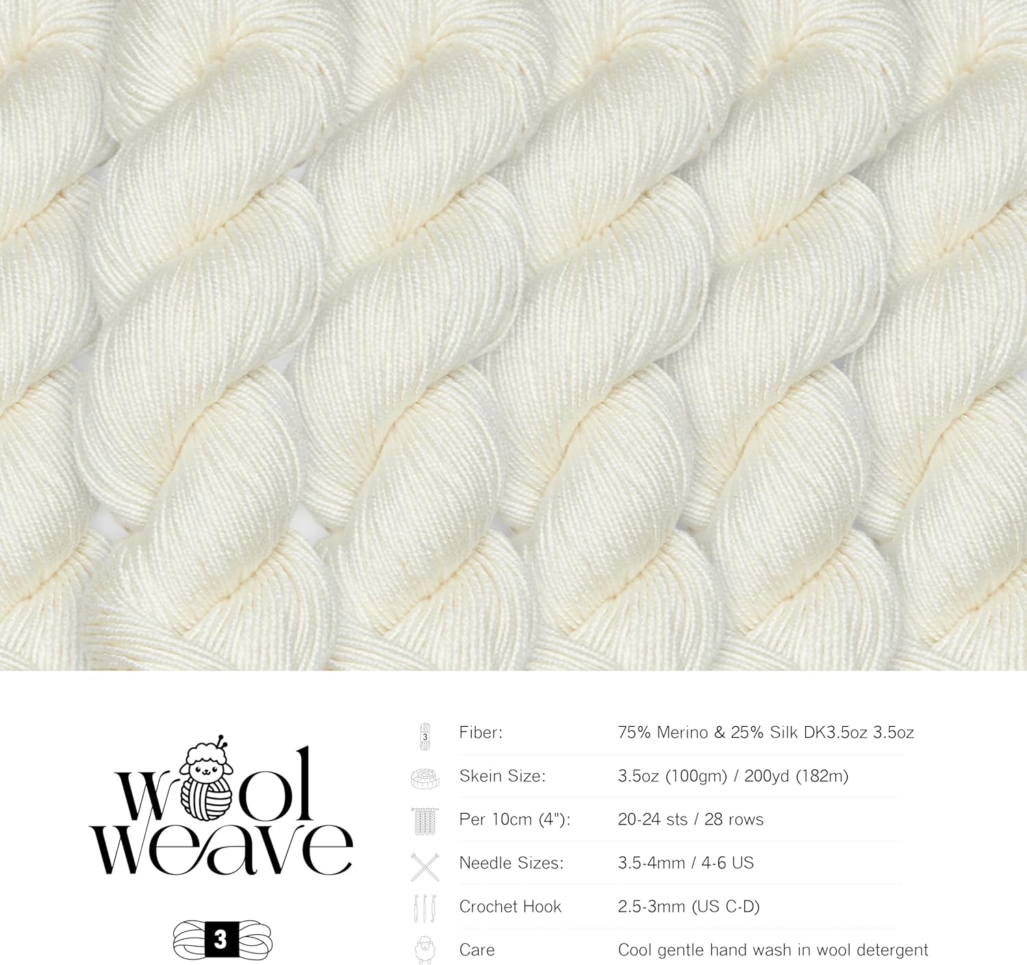 Woolweave Merino Silk Yarn – Hand Dyed Luxury Blend of 75% Merino Wool & 25% Silk – DK Weight, 100g Skein, 200 Yards – Soft, Shimmering & Elegant Yarn for Knitting & Crocheting