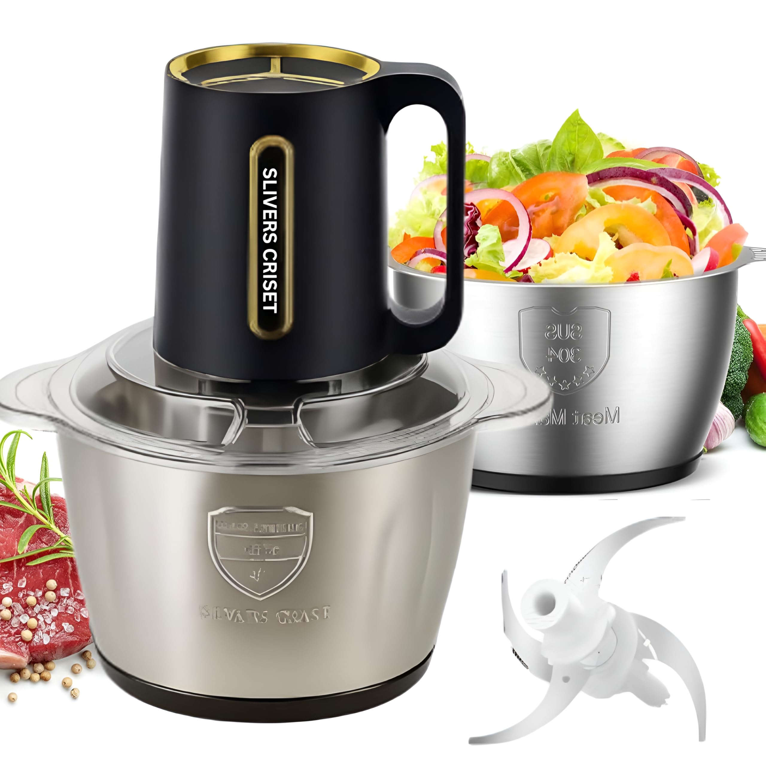 TRIVYOM Electric Food Processor 3L – High-Power 500W Chopper With 4 Detachable Stainless Steel Blades, 3-Speed Modes, Ergonomic Handle & Anti-Slip Base for All-in-One Kitchen Use-image-23