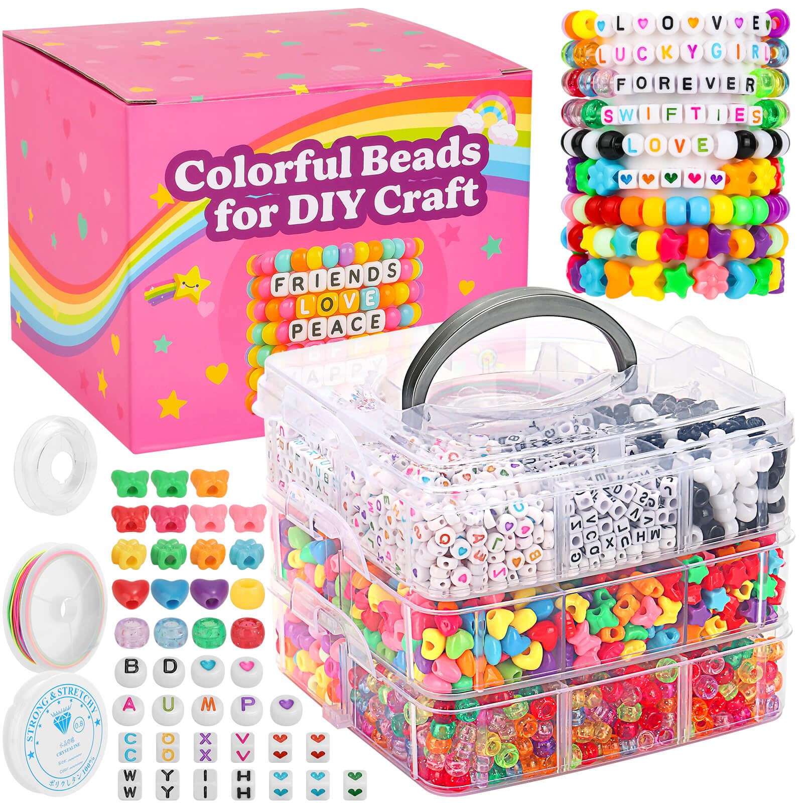 shynek 3800 Pony Beads Bulk for Bracelets