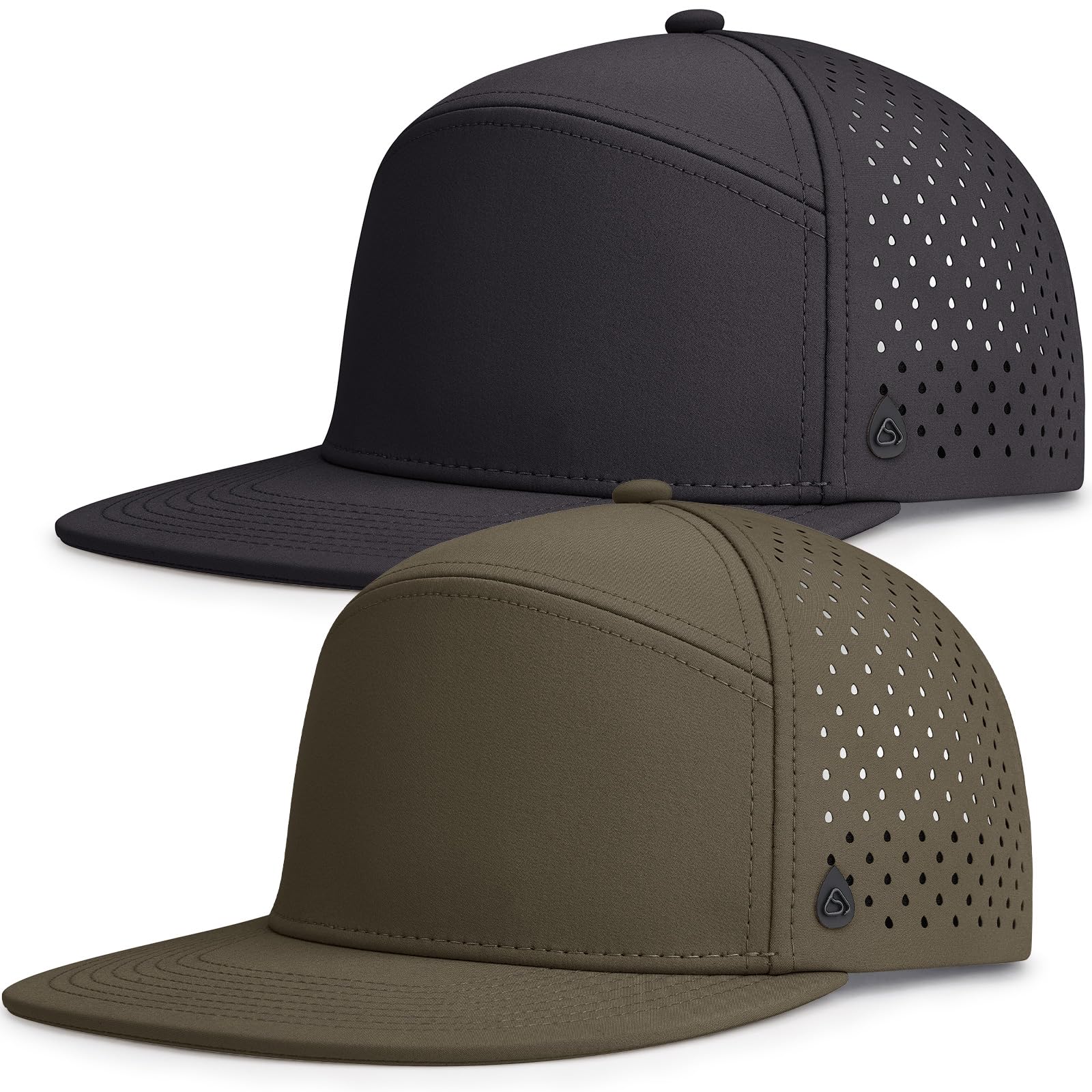 AOPREL Cappello da baseball a tesa piatta da uomo, regolabile, cappello da camionista, impermeabile, con perforazione laser traspirante per corsa, golf, allenamento, palestra e attività all'aperto