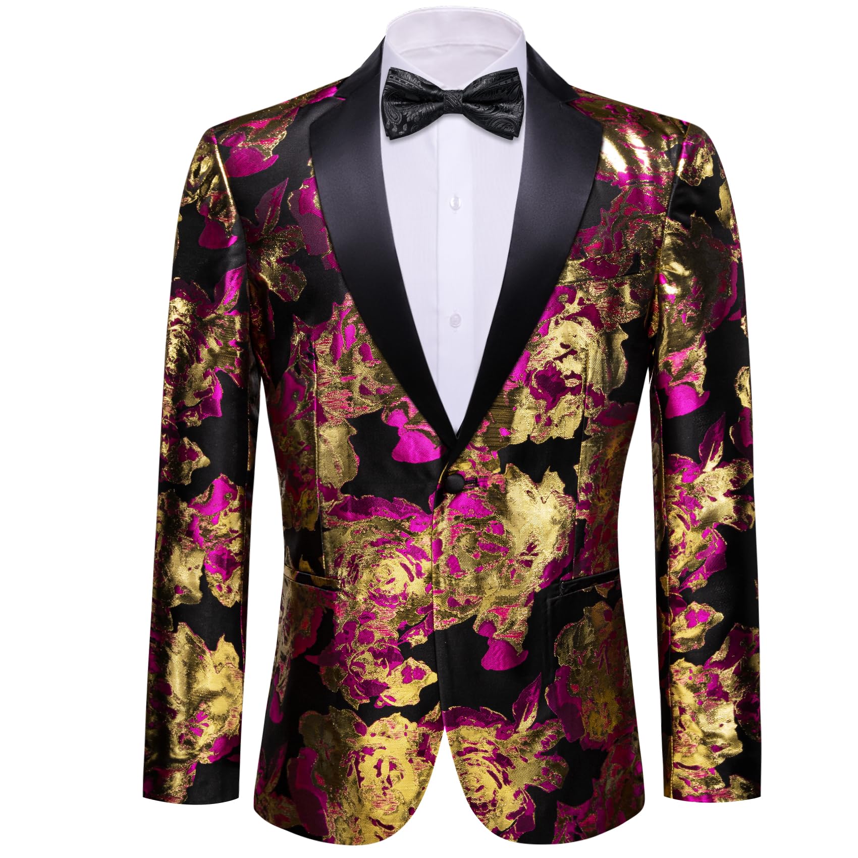 Barry.Wang Mens Floral Blazer Suit Jacket Notched Lapel Casual Sport Coat
