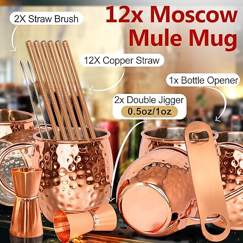 Vista 14 de LINALL Moscow Mule - Juego de 4 tazas de acero inoxidable chapadas en cobre de 18 onzas, para bebidas frías (4 piezas)