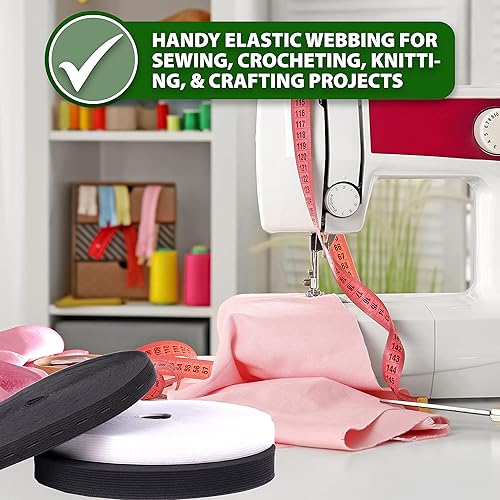 Miniatura 5 de Mandala Crafts Banda elástica blanca para costura, carrete de bandas elásticas de 58 pulgadas de ancho para pantalones, cintura elástica, 25 yardas,
