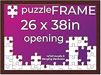 Vista 11 de Poster Palooza Kit de marco de rompecabezas de 20 x 27 pulgadas, incluye hojas de pegamento para rompecabezas, marco de madera marrón