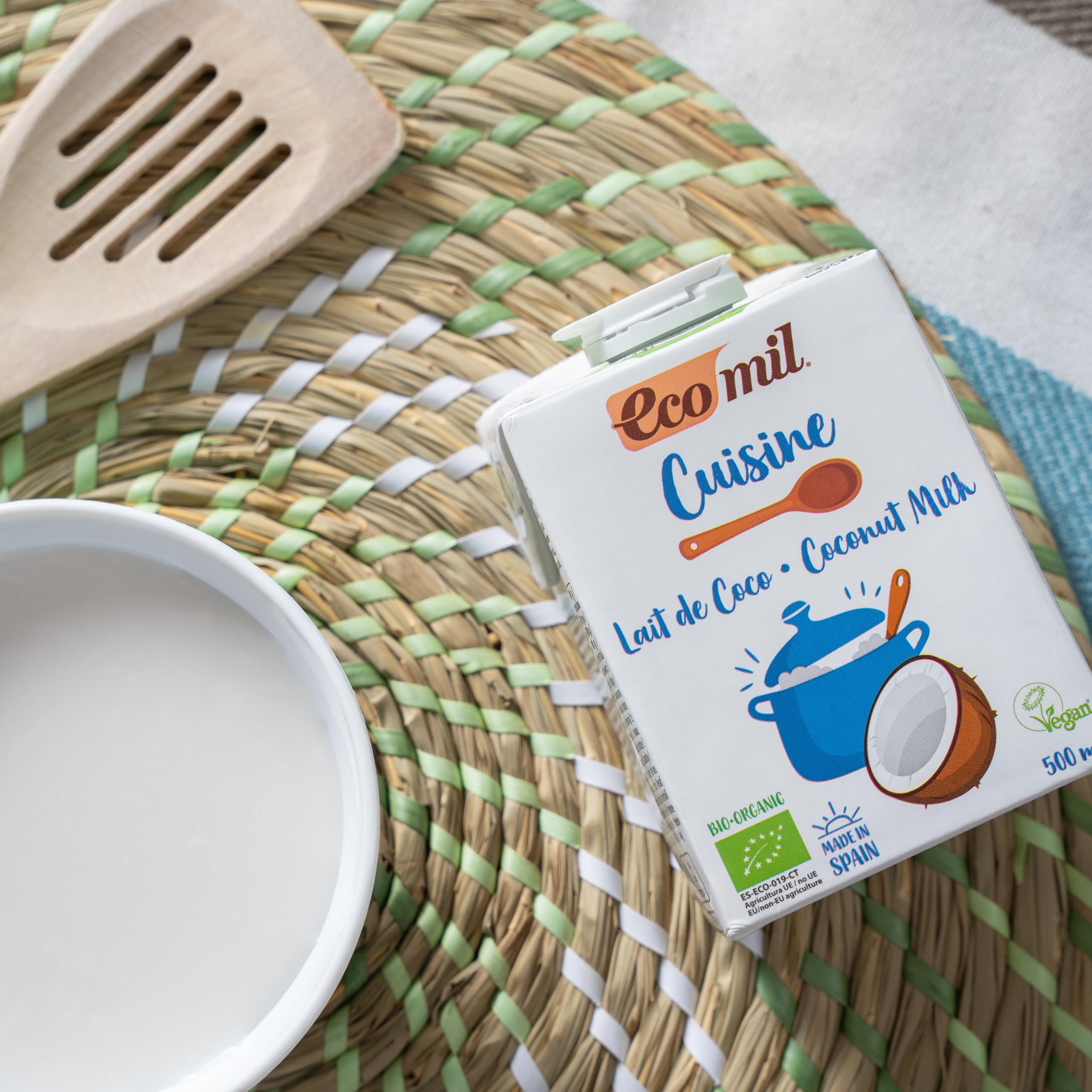 ECOMIL Crema de Coco Bio para Cocinar Sin Lactosa Sin Gluten Sin Azúcares Añadidos 500 ml
