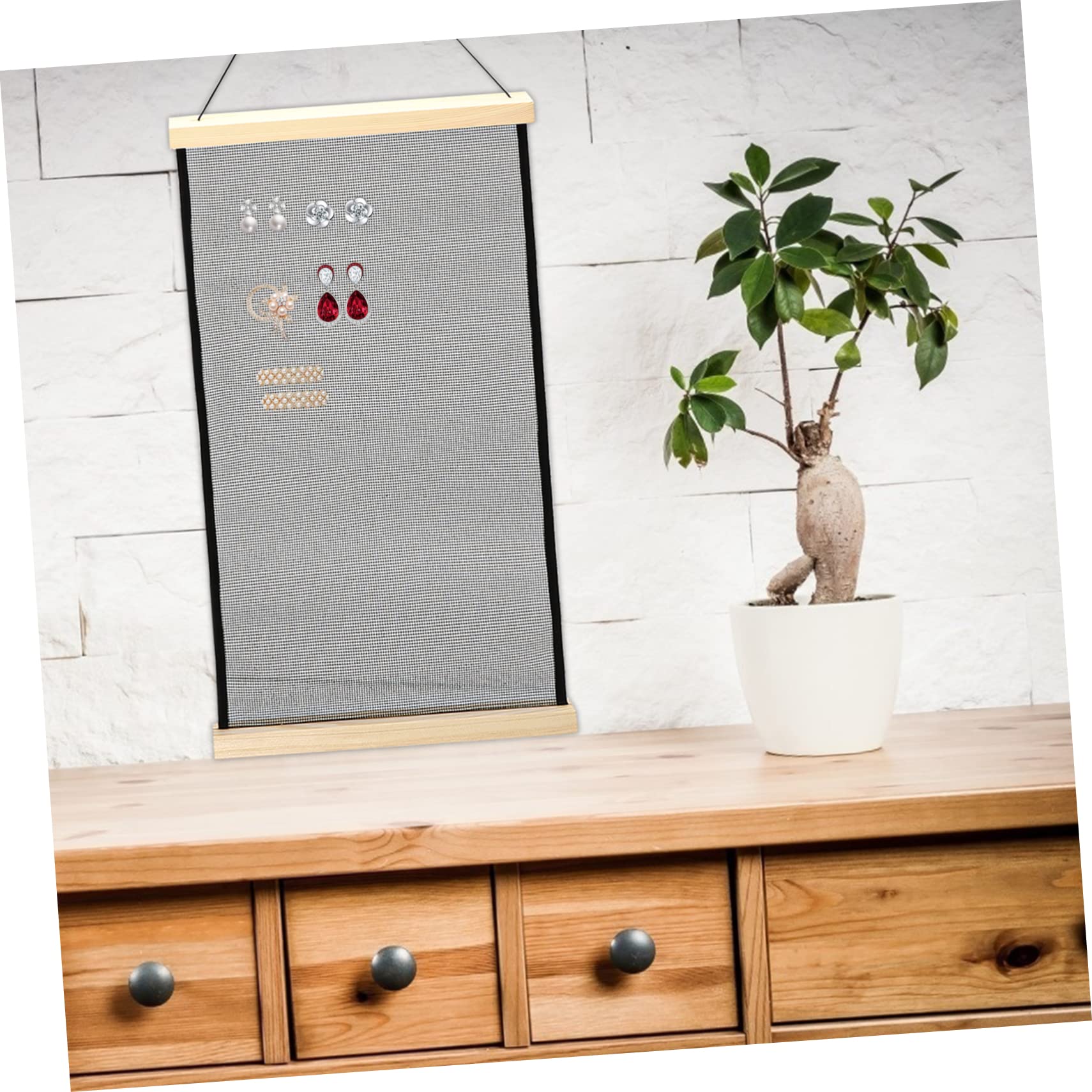 DECHOUS Earring Display Mounted Hairpin Organizer for Earrings Hair Clips and Accessories for Bedroom Bathroom Living Room Natural Wood Color