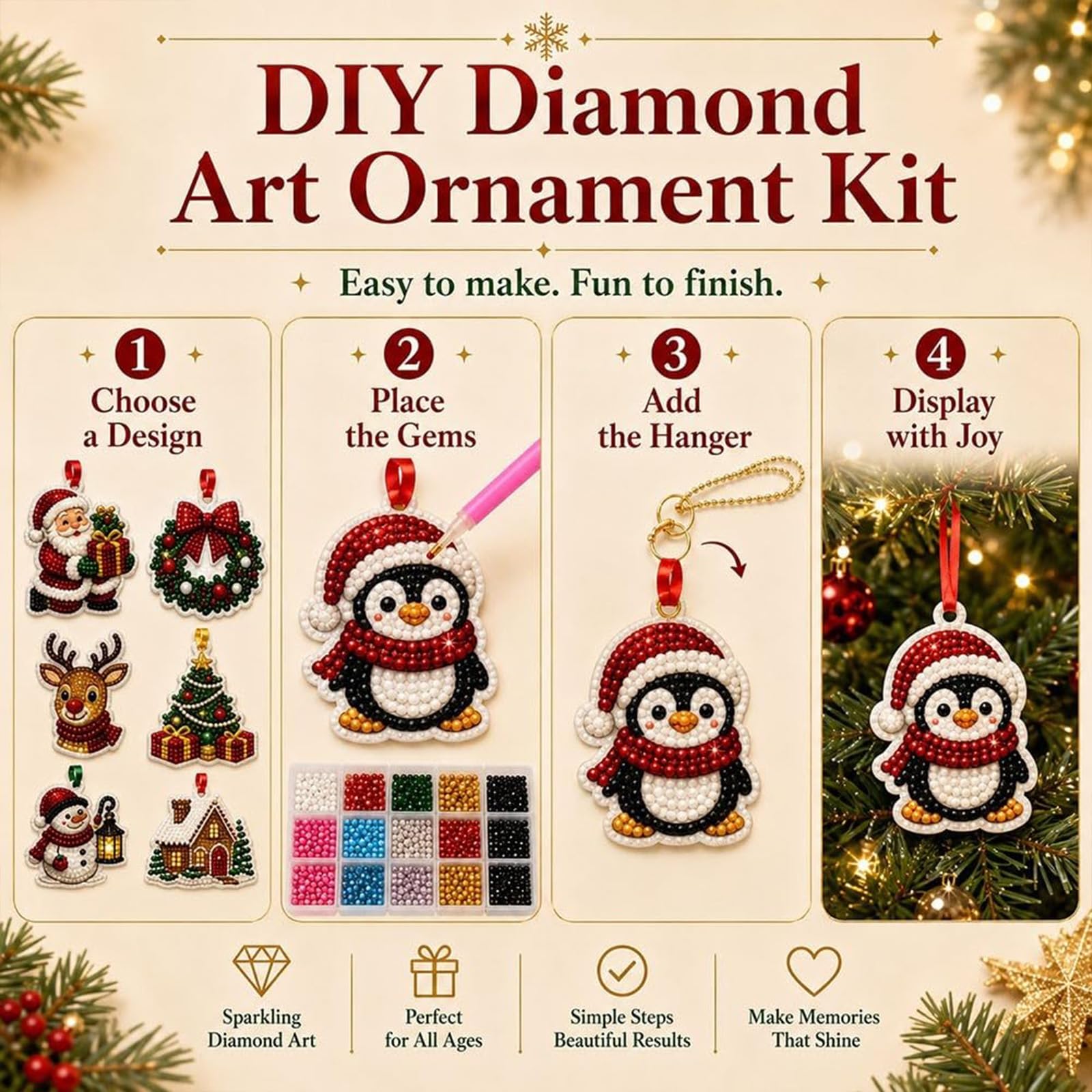 24 Weihnachtsornamente zum Basteln und Aufhängen, Adventskalender 2026 (2PCS)