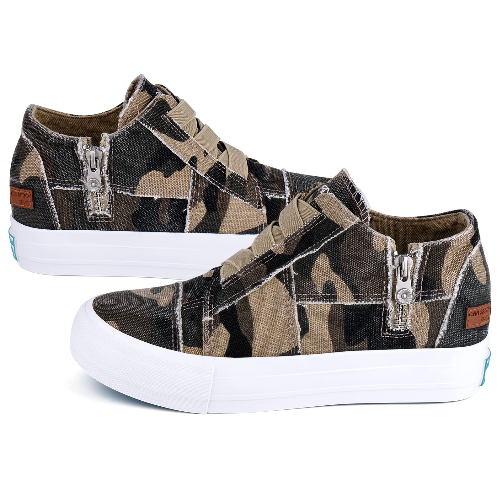 JENN ARDOR Women Wedge Sneaker Platform Sneakers for Women Hidden Wedge Zipper Platform Shoes