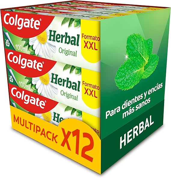 Colgate Pasta de dientes Herbal 12x100ml | Sabor a eucalipto fresco | Ayuda a mantener los dientes fuertes y encías sanas | Hecho con hierbas de la naturaleza oferta Amazon