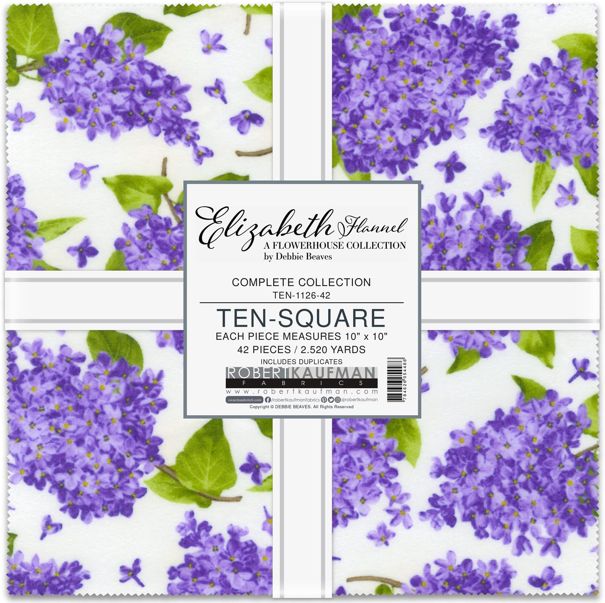 Debbie Beaves Flowerhouse Elizabeth Flannel Ten Square 42 10-inch Squares Robert Kaufman TEN-1126-42