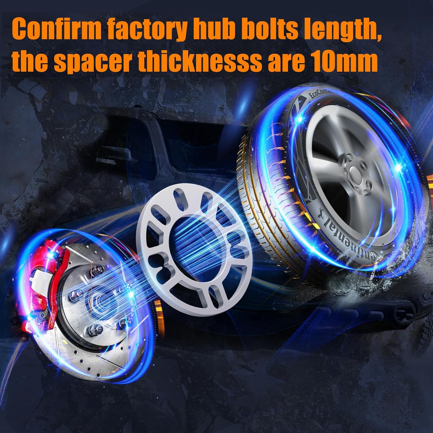 GAsupply 10mm Universal Wheel Spacers, 3/8 inch Aluminum Spacer Fit Bolt Pattern 4x98 4x100 4x108 4x110 5x100 5x108 5x110 5x112 5x114.3 5x115 5x120 5x4.5 5x4.75, PCD 98mm to 120mm, 2 Pack