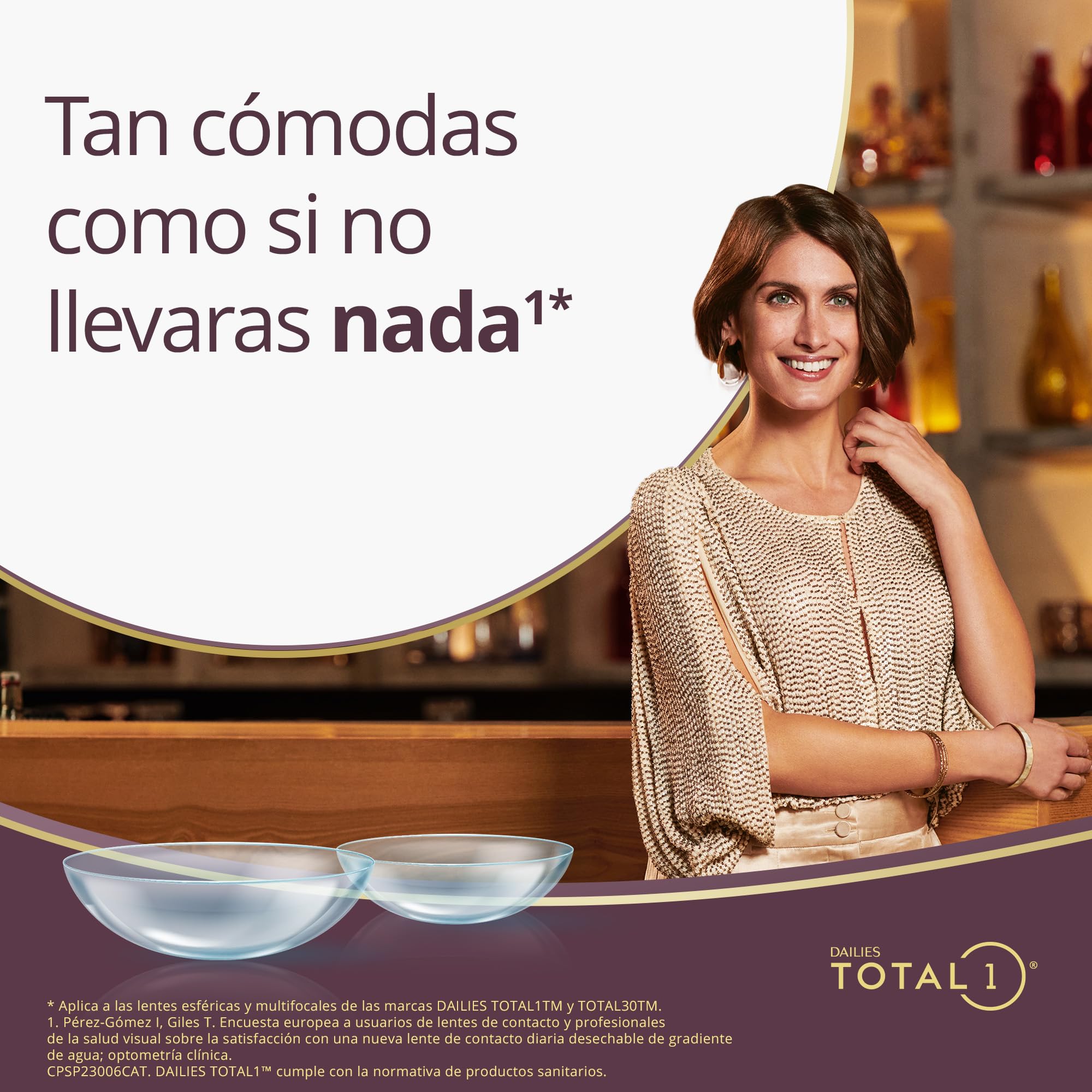 Dailies Total 1 Lentes de contacto de reemplazo diario, Pack de 30 , R 8.5 mm, D 14.1 mm, -2.25 Diopt