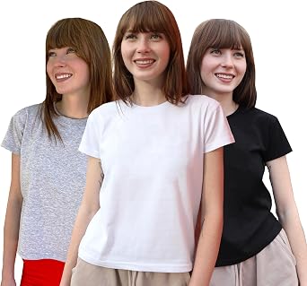 [3 Pack] Teen Girls Cute Cotton Graphic T Shirts Junior Womens Casual Short Sleeve Trendy Tee Tops