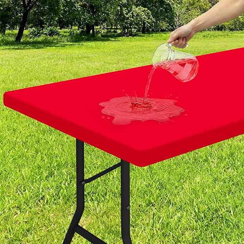 Smiry Rectangle Tablecloth, Elastic Fitted Flannel Backed Vinyl Tablecloths for