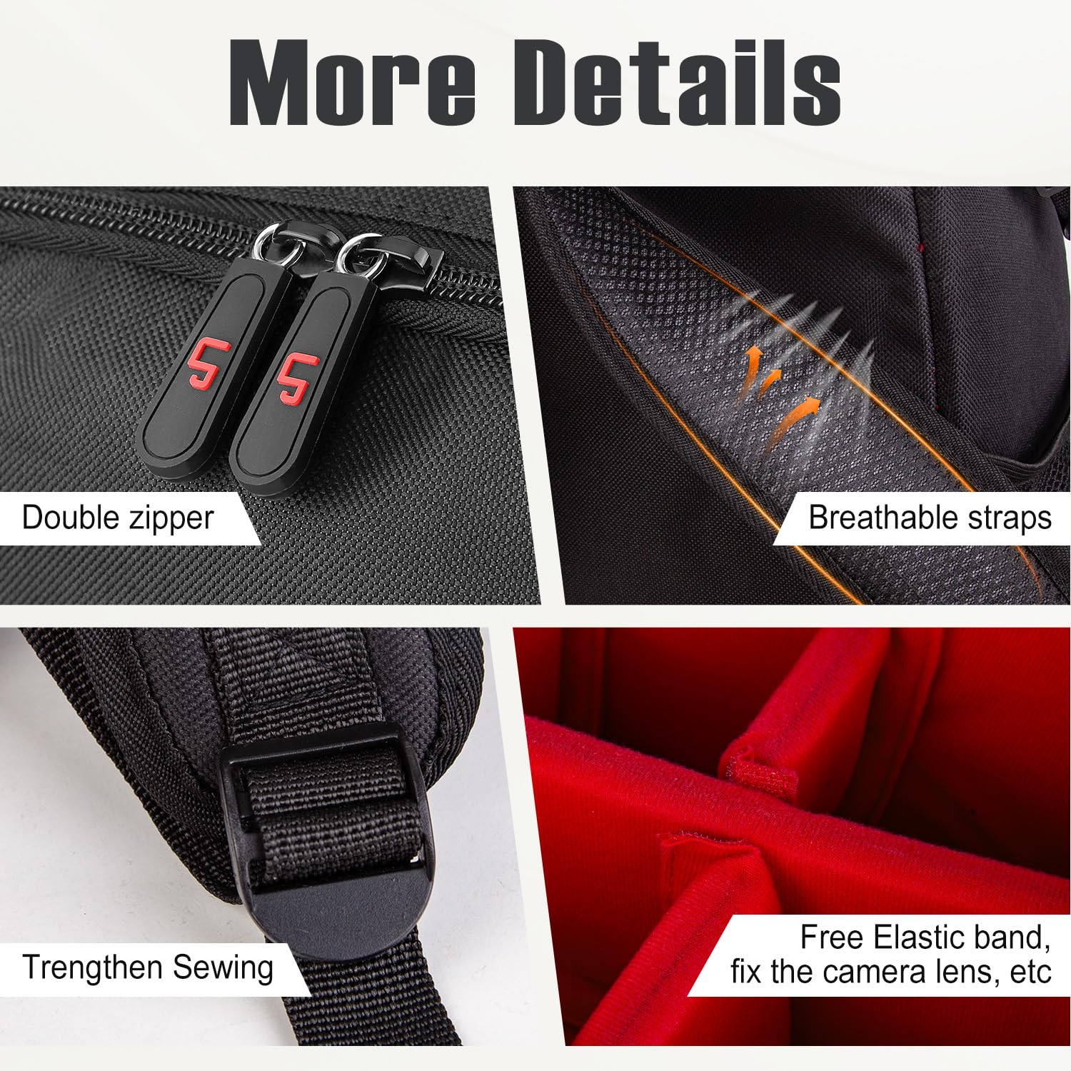 Zaino per fotocamera, LP Zaino unisex impermeabile per attrezzatura fotografica, custodia per fotocamera DSLR/SLR, obiettivi, treppiede e accessori, compatibile con Nikon, Canon, Sony, Olympus, Panaso