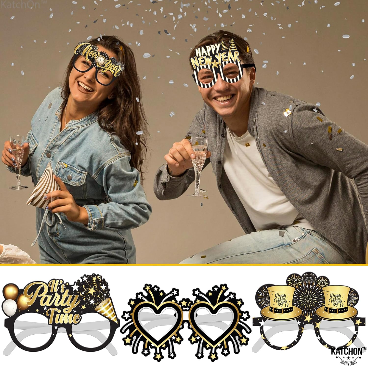 KatchOn, 2026 Glasses New Years - Pack of 12 | New Years Eve Glasses, New Years Eve Party Supplies 2026 | Happy New Years Decorations 2026 | NYE Party Favors, NYE Decorations 2026 - Image 3