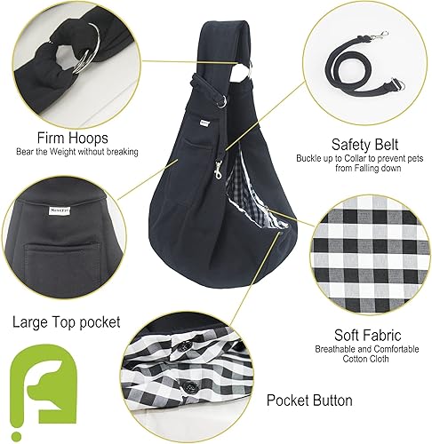 Miniatura 4 de NextFri Mochila para mascotas con correa ajustable para el hombro, bolsa para cachorros, manos libres, reversible, para viajes al aire libre,