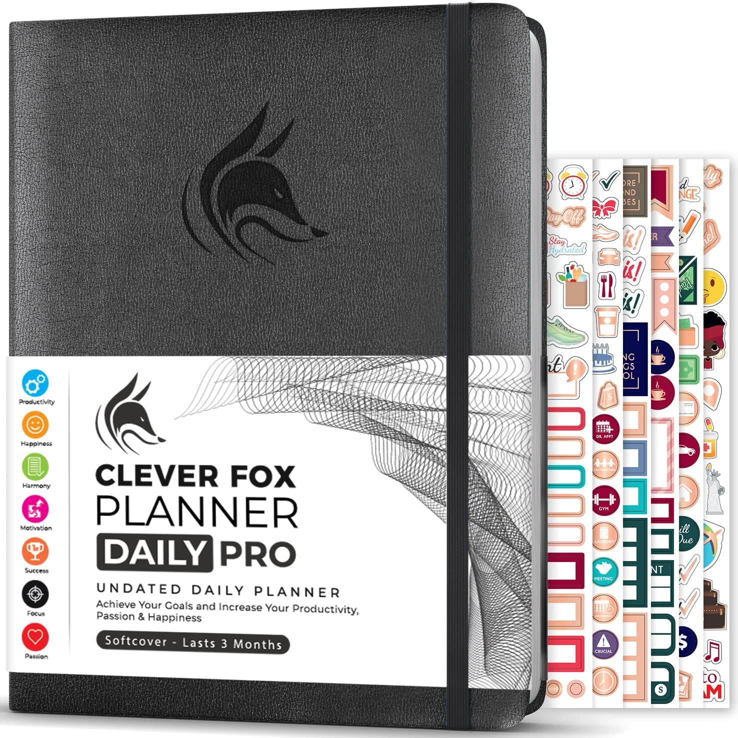 Clever Fox Planner Daily PRO - 8.5 x 11" A4 Size Daily Life Planner and Gratitude Journal to Increase Productivity, Time Management and Hit Your Goals - Undated - Lasts 3 Months (Pearl)