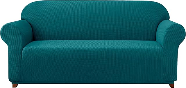 subrtex 1-Piece Stretch Sofa Cover Spandex Jacquard Fabric Slipcovers for Couch, Armchair, Machine Washabl Furniture Protector (Sofa, Teal)