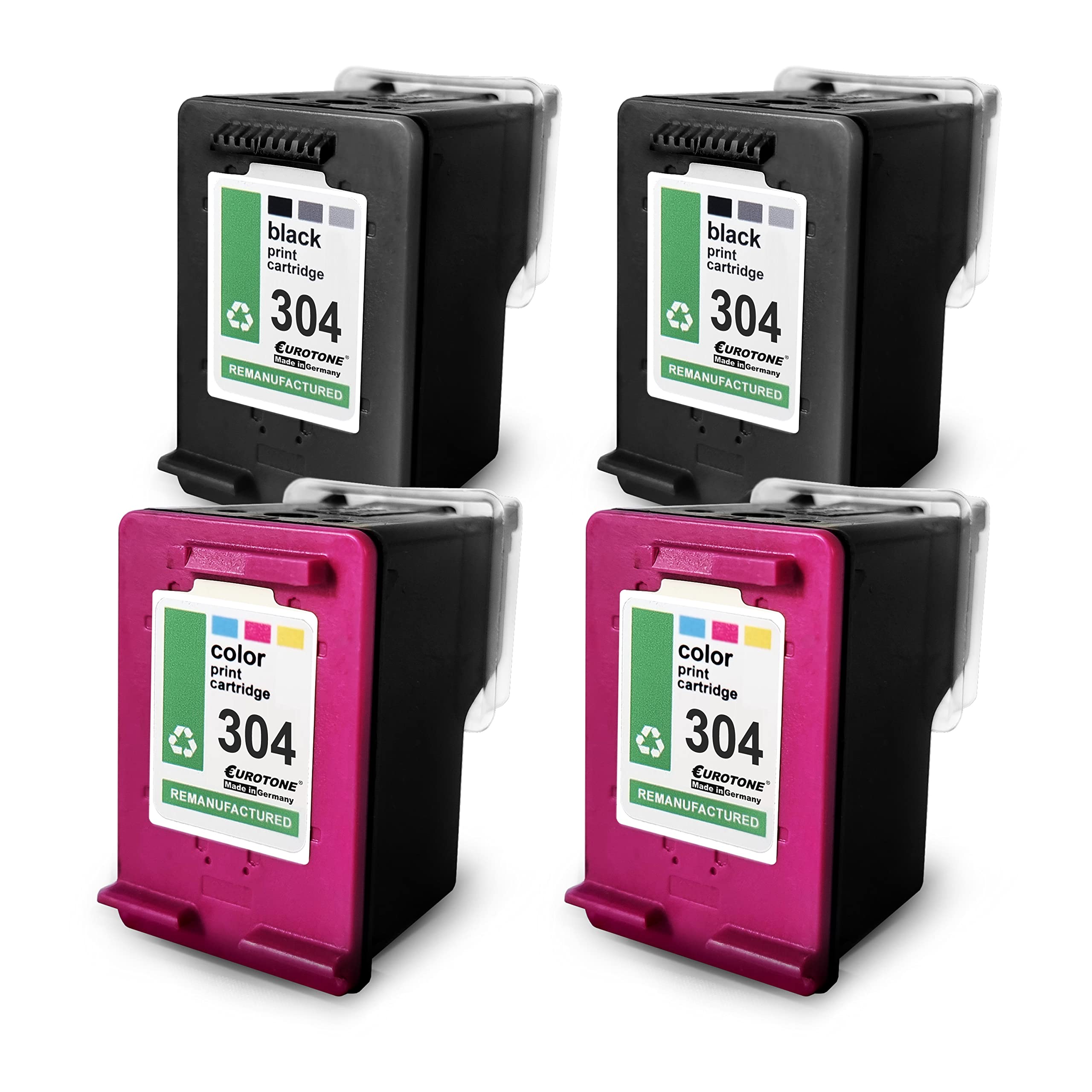 Eurotone OfficePro Edition Lot de 4 cartouches compatibles avec HP 3700 3720 3730 3732 Remplace HP 304XL CMYK Noir/bleu/rouge/jaune