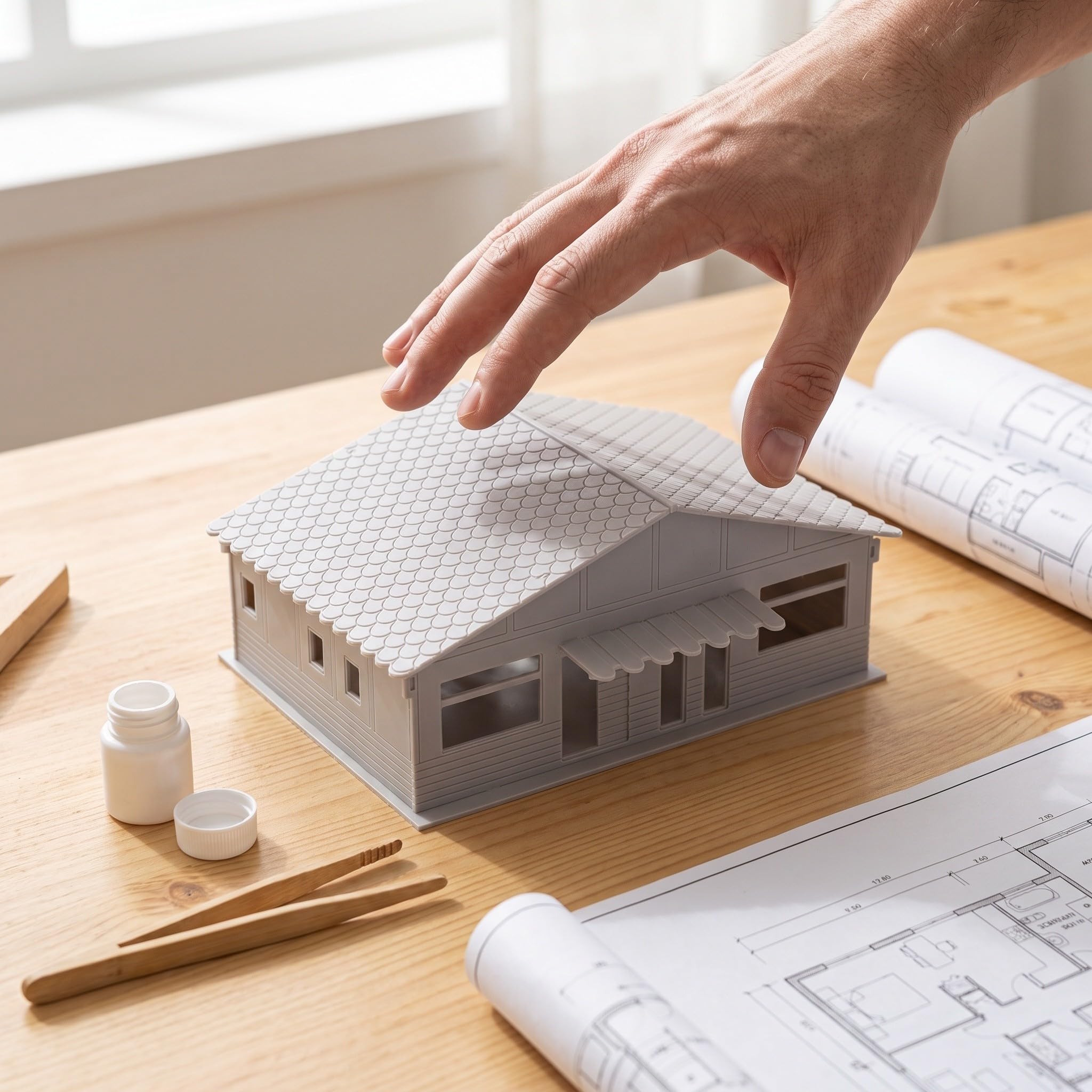 Zerodeko Modellino di casa in miniatura, scala 1:64, di paesaggio con