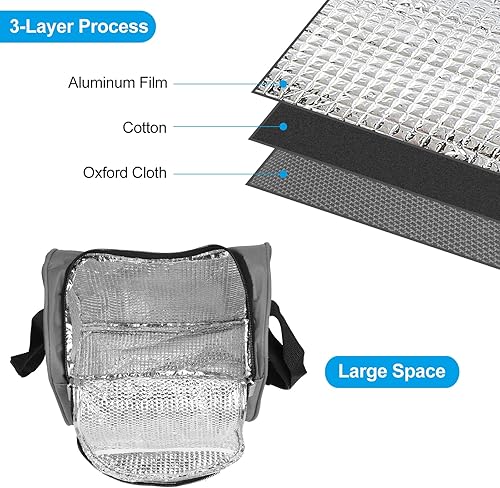 Miniatura 4 de PATIKIL Lonchera para mujereshombres, bolsa térmica térmica reutilizable de 7.9 x 5.5 x 8.3 pulgadas para el trabajo, picnic al aire libre, color