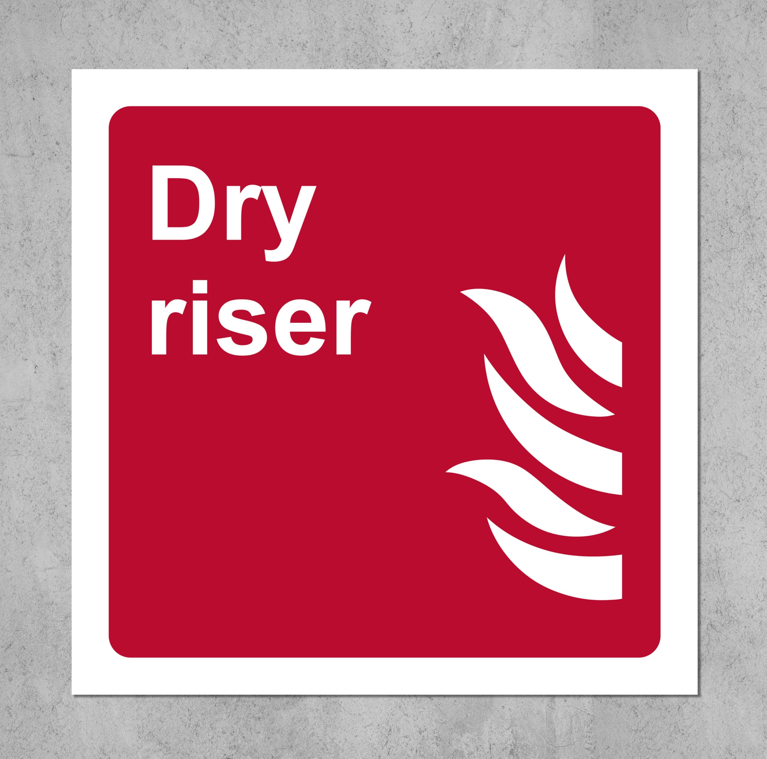 Dry riser fire Safety sign - Self adhesive sticker 200mm x 200mm Case (Pack of 20)