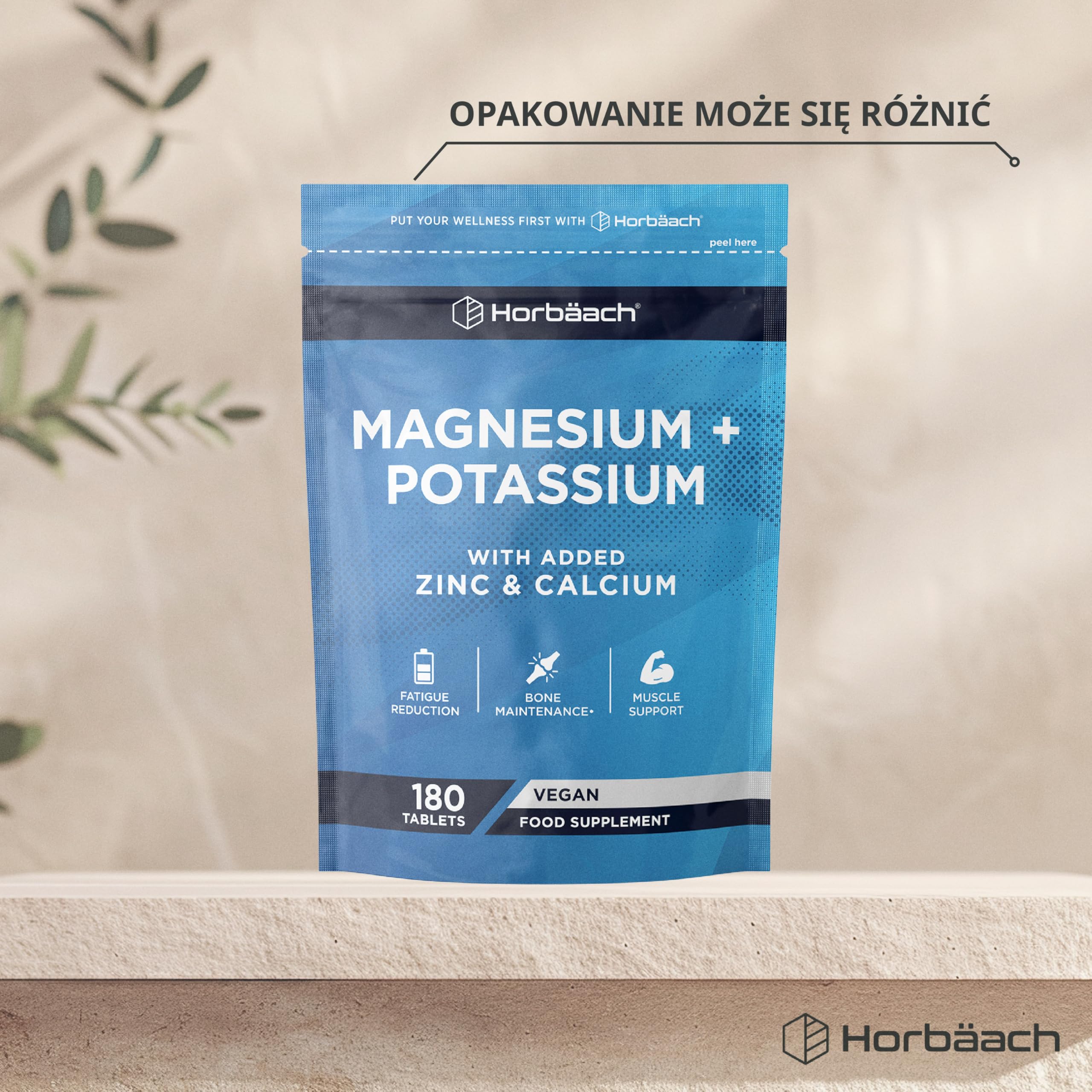 Magnez, Potas i Witamina B6 w Tabletkach | Kompleks z Cynkiem, Wapniem, Witaminą B12 i Żelazem | Kompleks Witamin i Minerałów | 180 Wegańskich Tabletek - Zapas Na 6 Miesięcy | marki Horbaach