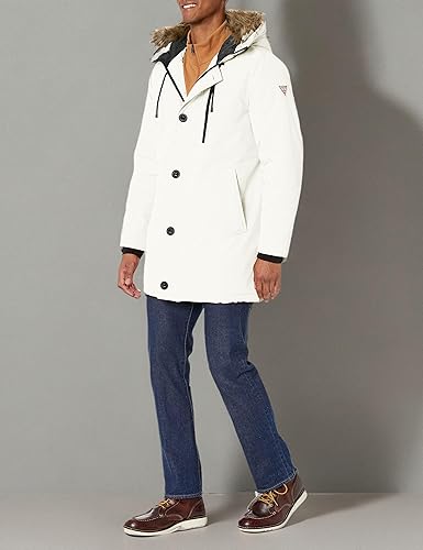 Miniatura 3 de GUESS Chaqueta parka pesada con capucha para hombre con ribete de piel sintética extraíble