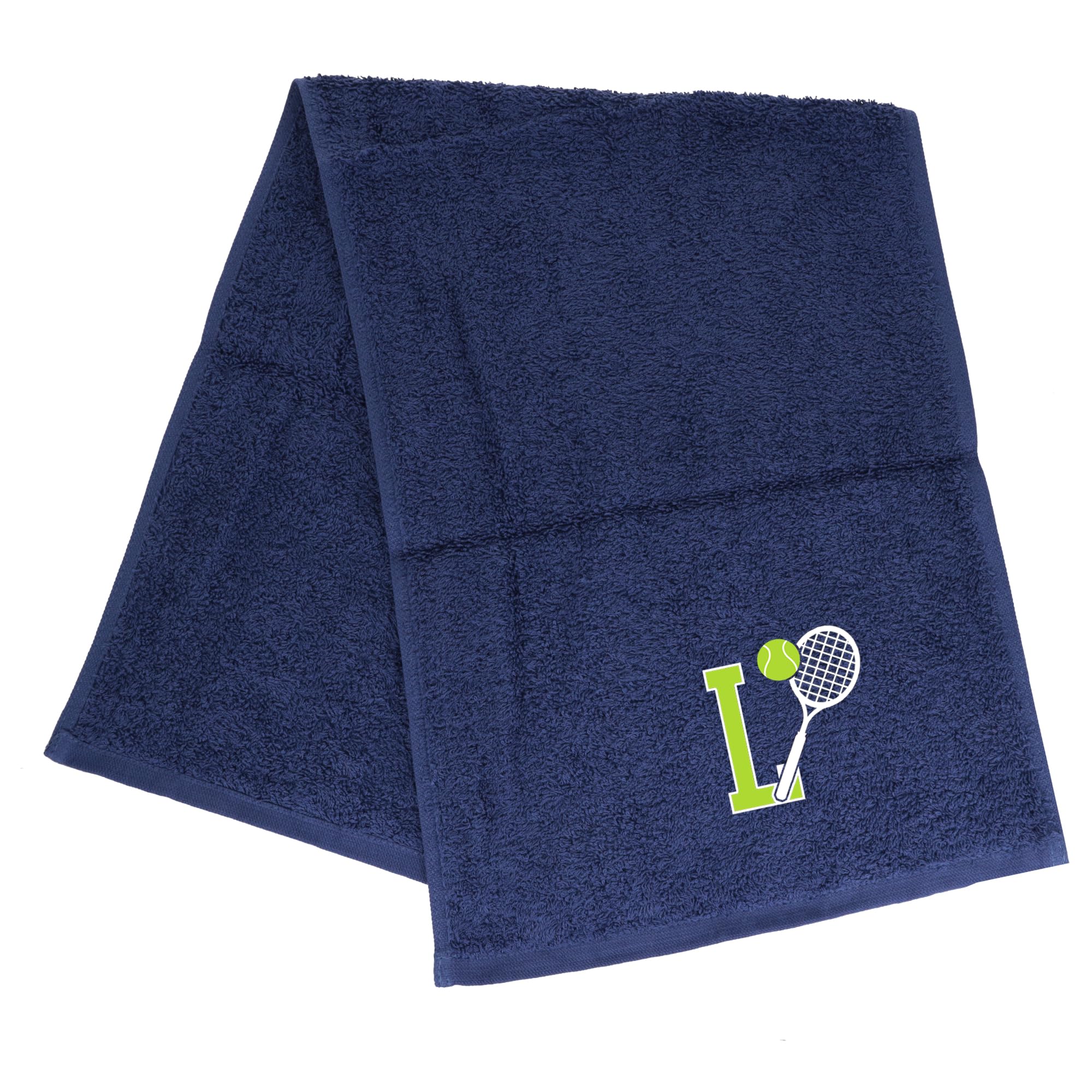 Always Looking Good Tennis Towel with Monogrammed Embroidery Initial Gift for Men & Women, Training Accessory Gift, Gym Towel Present for Tennis Players Birthday, Retirement, Christmas - Navy, L