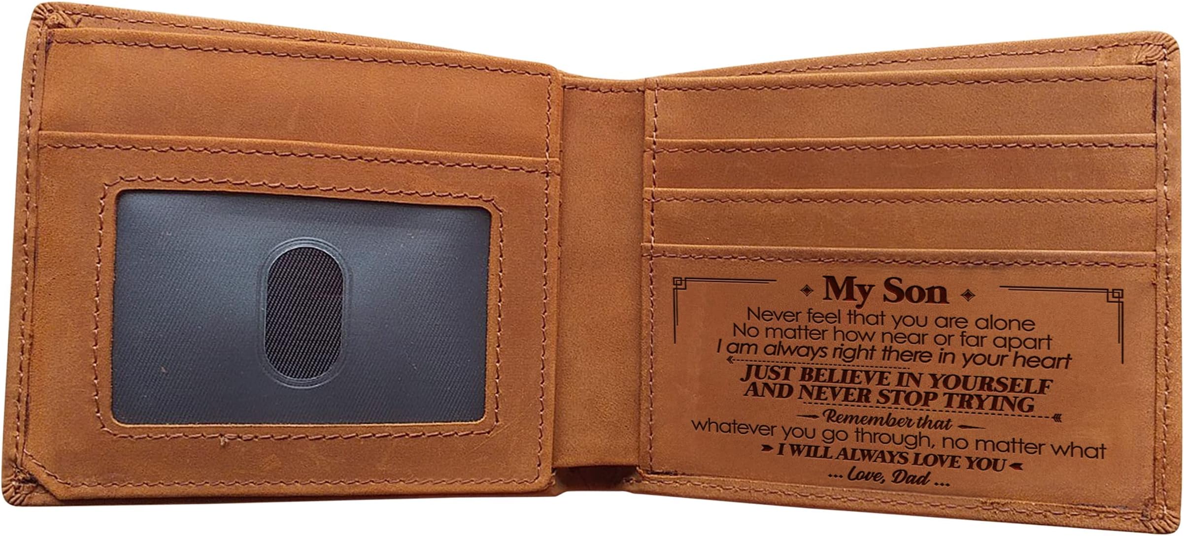 Engraved Bifold Wallet - Mom/Dad To Son, W04-006-DadSon, One_size