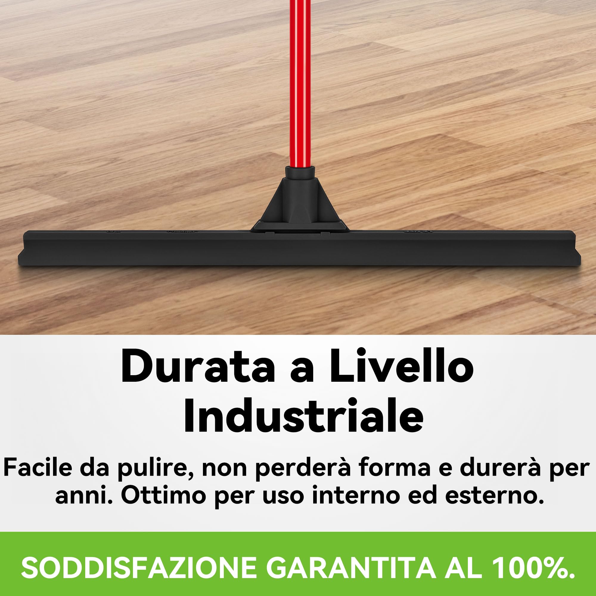 Tyroler Tira Acqua Pavimenti esterno da 60 cm | Testa in Gomma 100% | Manico Antiruggine da 140 cm tergipavimento spingiacqua | tiraacqua pavimenti esterni | tiracqua per pavimento