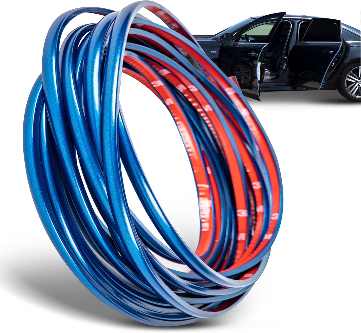 True Line Automotive Blue Car Door Edge Guards 6 FT Car